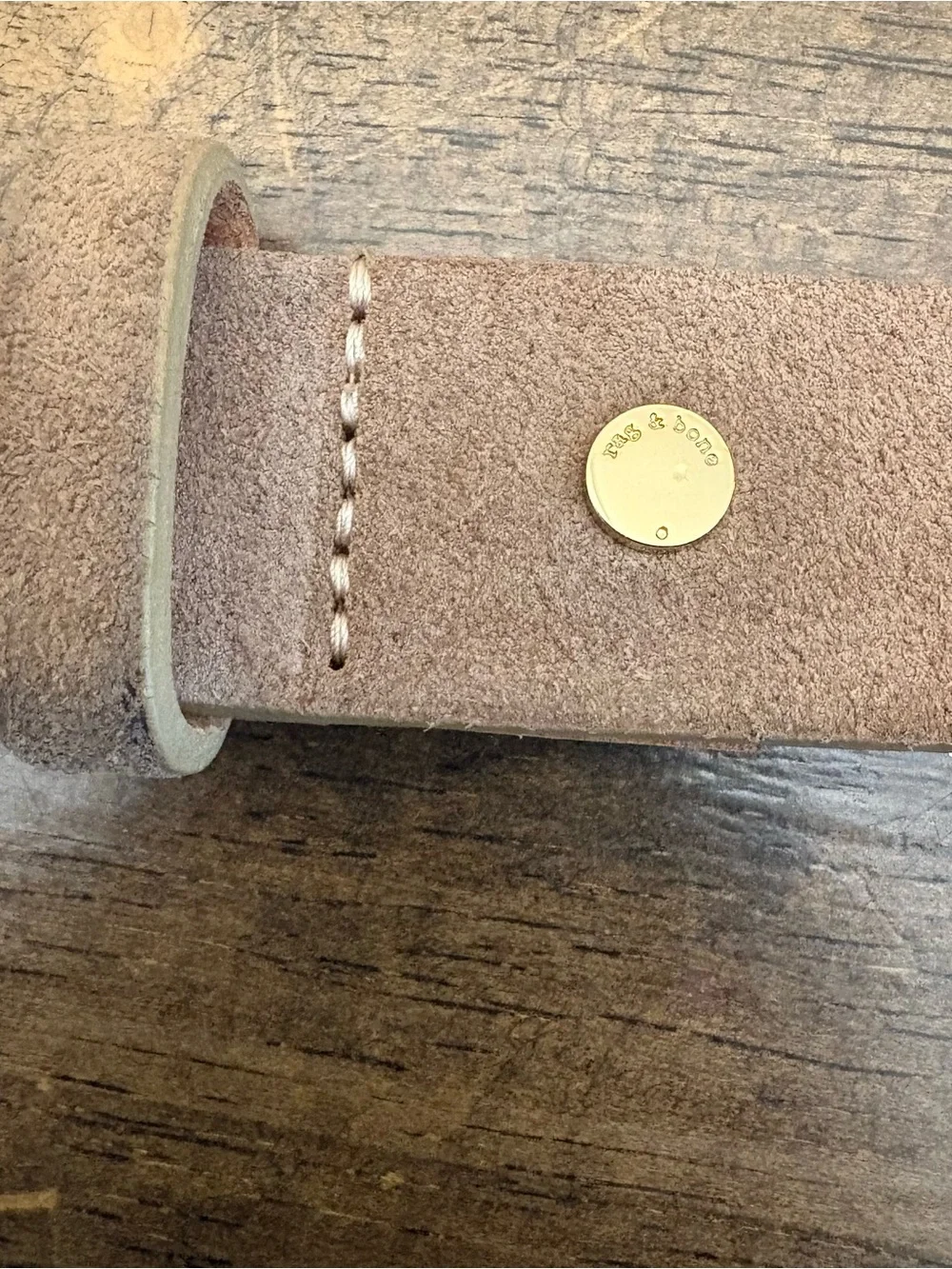 rag & bone Boyfriend Belt Camel Suede with Gold Buckle
